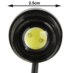 2x luci LED bianche Eagle Eye impermeabili da 1,5 W per veicoli, lunghezza cavo: 65 cm, 1.5W