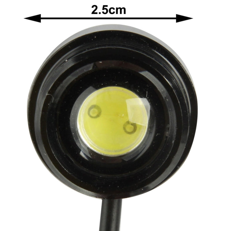2x luci LED bianche Eagle Eye impermeabili da 1,5 W per veicoli, lunghezza cavo: 65 cm, 1.5W