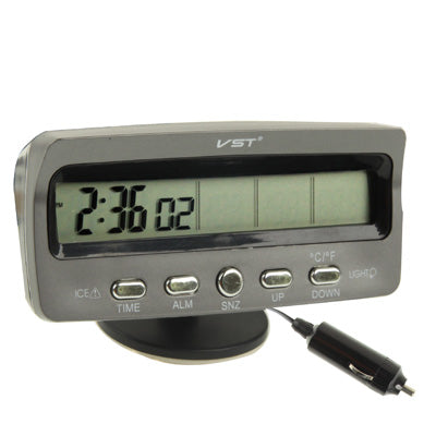 Termometro digitale per auto LCD da 3,6 pollici con visualizzazione di ora/data/settimana/allarme/tensione della batteria di stoccaggio dell'auto, 3.6 inch Digital Thermometer