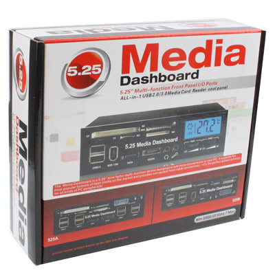 Lettore di schede per dashboard PC multimediale da 5,25 pollici 2 x USB 3.0 + 6 x USB 2.0 SATA, 2 x USB 3.0 + 6 x USB 2.0 SATA
