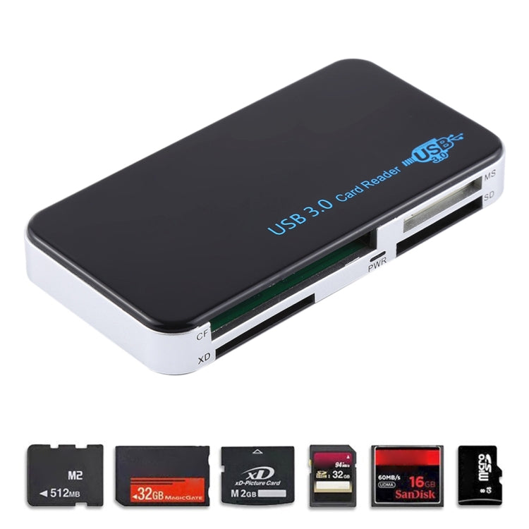 Lettore di schede USB 3.0, super velocità 5 Gbps, supporto scheda CF / SD / TF / M2 / XD / MS, guscio in plastica