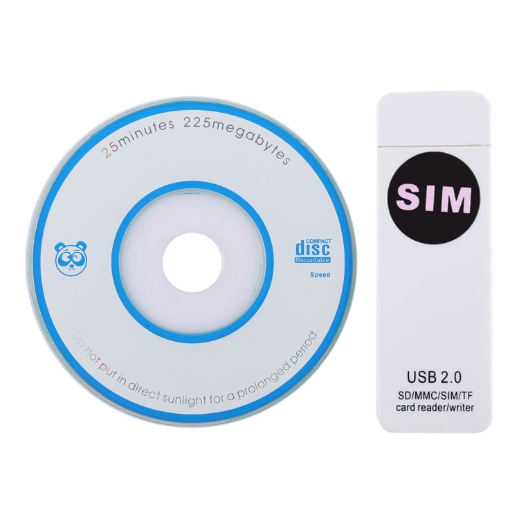 Lettore di schede universale USB, supporto scheda SD/MMC/SIM/TF, White