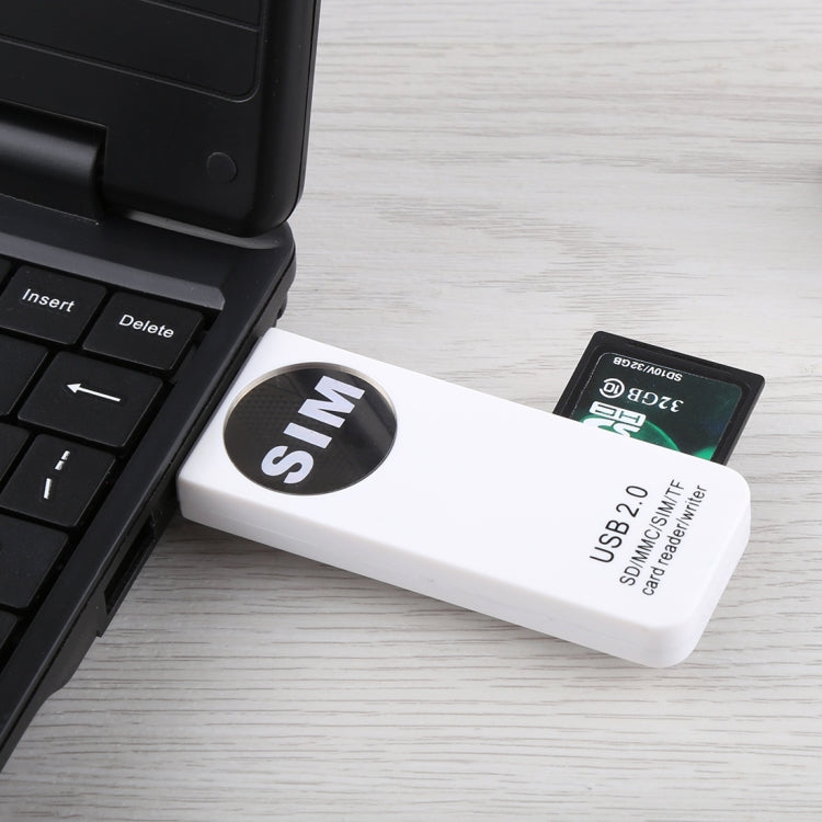 Lettore di schede universale USB, supporto scheda SD/MMC/SIM/TF, White
