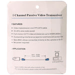 Ricetrasmettitore video balun passivo 1 canale Cat5 UTP