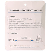 Ricetrasmettitore video balun di rete BNC passivo a 1 canale, X202P-C
