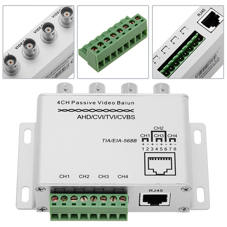 Ricetrasmettitore video balun passivo a 4 canali UTP, X204A