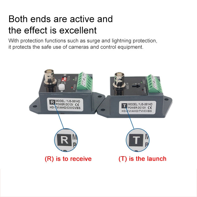 Trasmettitore e ricevitore video balun attivo CCTV UTP