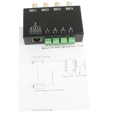 Ricetrasmettitore balun video passivo BNC a RJ45 UTP 4 canali