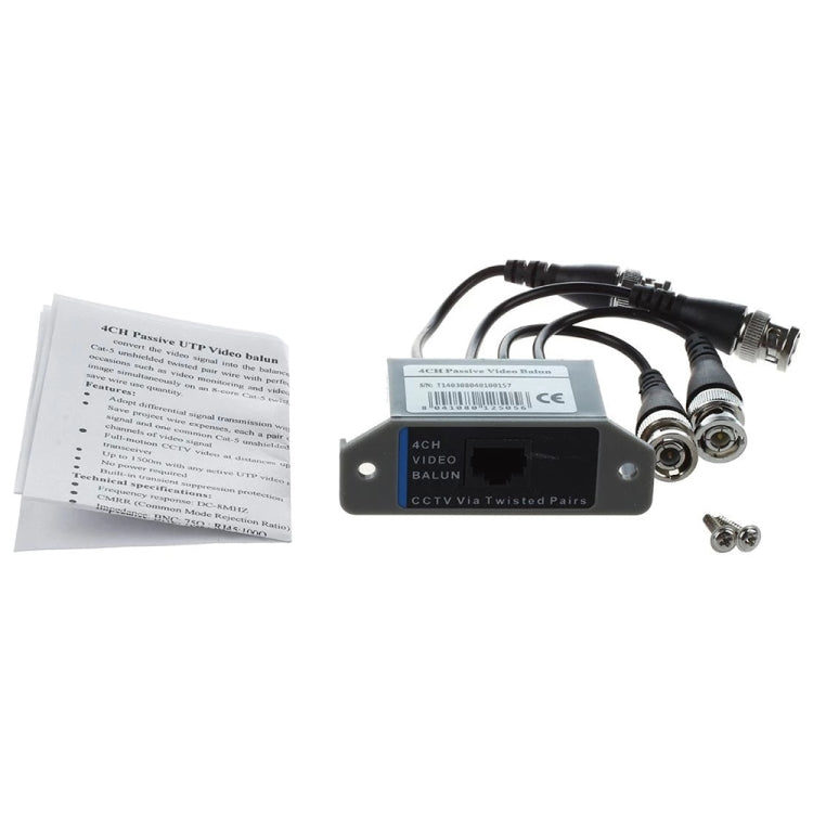 Balun video 4 canali da BNC a UTP RJ45 600m