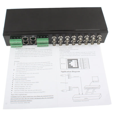 Ricetrasmettitore video UTP passivo da 16 canali con montaggio su rack per CCTV