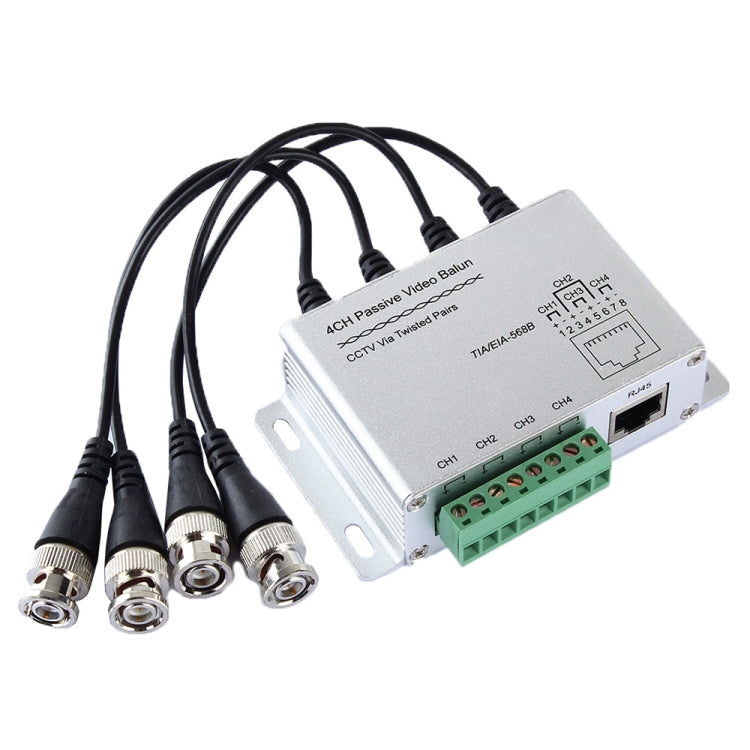 Balun video passivo 4 canali UTP, CCTV tramite doppini intrecciati, 4 CH UTP