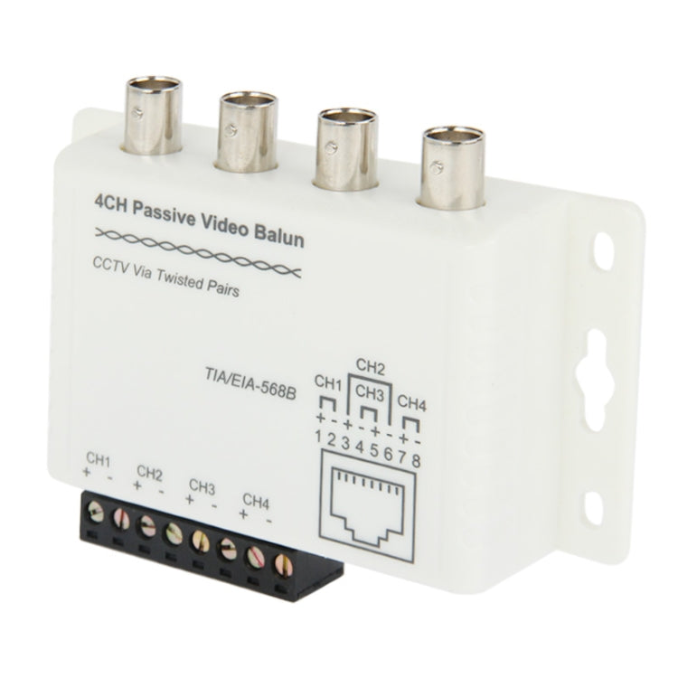 Balun video UTP passivo a 4 canali / CCTV tramite doppini intrecciati, UTP Video Balun