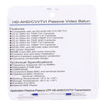 Ricetrasmettitore video balun passivo 202P-HD coassiale