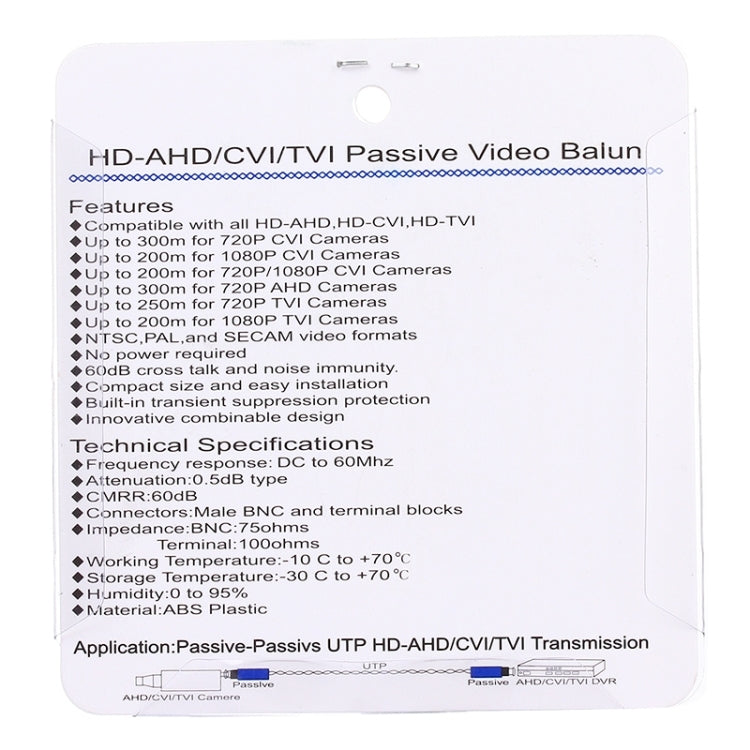 Ricetrasmettitore video balun passivo 202P-HD coassiale