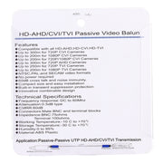 2 PCS 202P-HD Versione migliorata Coassiale CVI/TVI/AHD 1CH Ricetrasmettitore video balun passivo, 202P-HD
