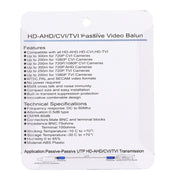 2 PCS HD 202E Versione migliorata Coassiale CVI/TVI/AHD 1CH Ricetrasmettitore video balun passivo, 202E