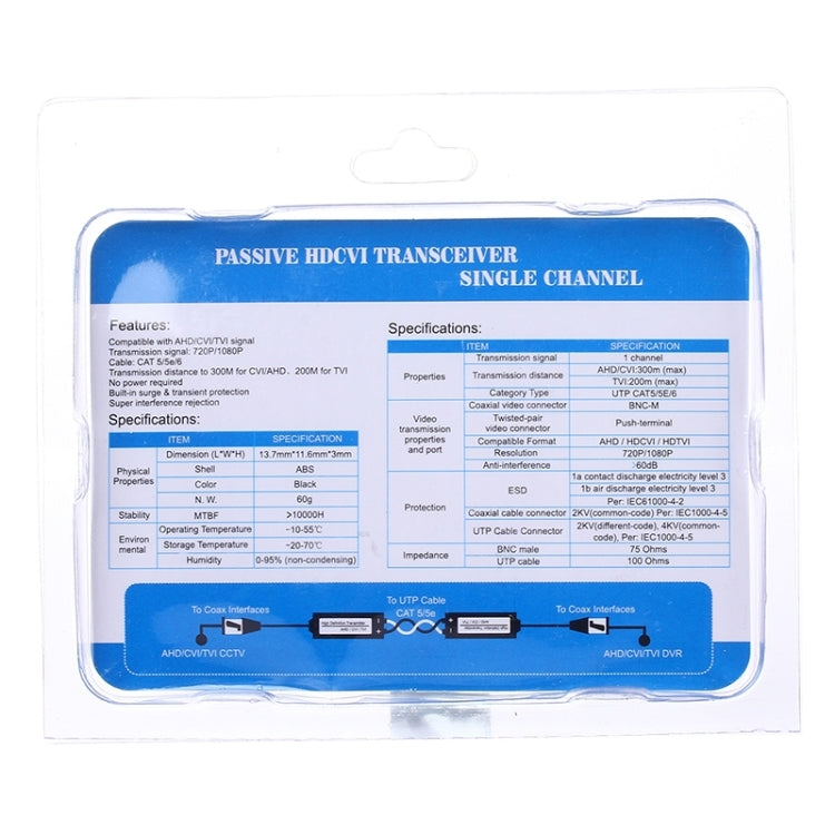 Ricetrasmettitore video balun passivo HD 205C 1CH