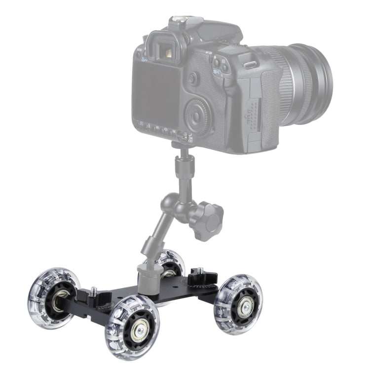 Slider video da tavolo da pavimento Dolly Car per fotocamera DSLR, Black