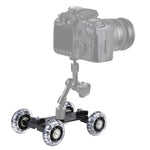 Slider video da tavolo da pavimento Dolly Car per fotocamera DSLR, Black