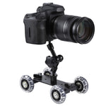 Slider video da tavolo da pavimento Dolly Car per fotocamera DSLR, Black