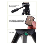 YUNTENG VCT-681 Treppiede per fotocamere reflex/micro-reflex/fotocamere digitali da 138 cm, gambe pieghevoli in alluminio a 4 sezioni, adatto per Canon/Nikon/Panasonic/Pentax/Casio/Sony/Fuji (capacità di carico: 3 kg)