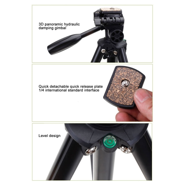 YUNTENG VCT-681 Treppiede per fotocamere reflex/micro-reflex/fotocamere digitali da 138 cm, gambe pieghevoli in alluminio a 4 sezioni, adatto per Canon/Nikon/Panasonic/Pentax/Casio/Sony/Fuji (capacità di carico: 3 kg)