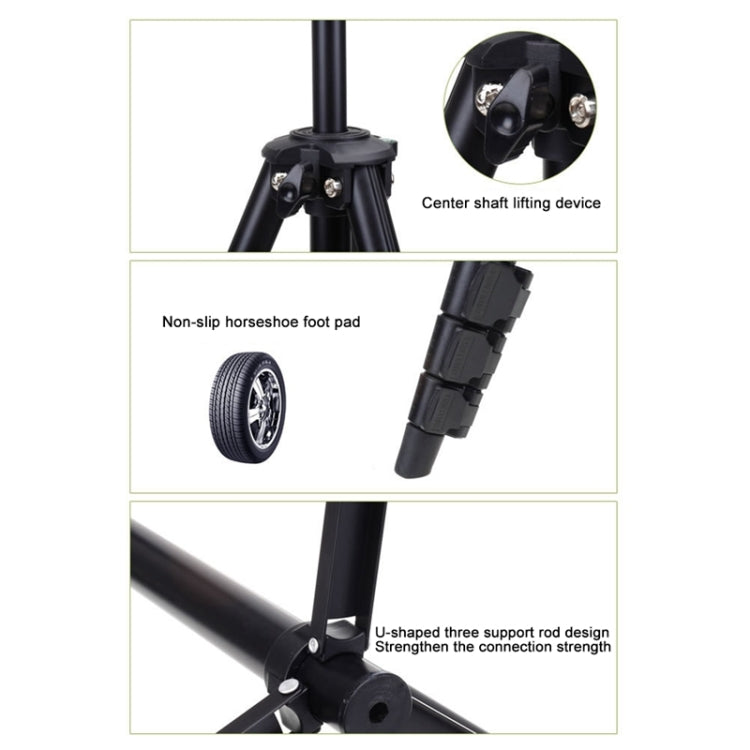 YUNTENG VCT-681 Treppiede per fotocamere reflex/micro-reflex/fotocamere digitali da 138 cm, gambe pieghevoli in alluminio a 4 sezioni, adatto per Canon/Nikon/Panasonic/Pentax/Casio/Sony/Fuji (capacità di carico: 3 kg)
