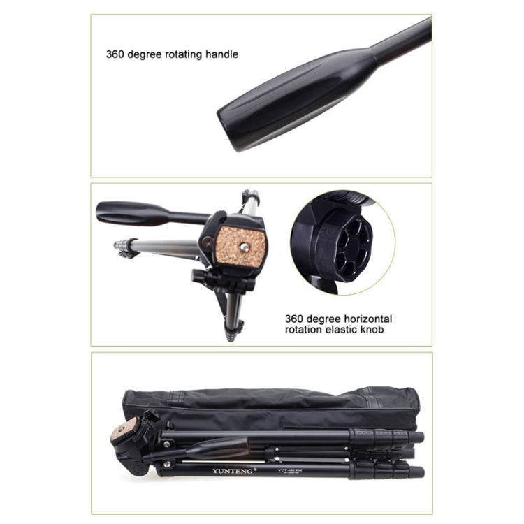 YUNTENG VCT-681 Treppiede per fotocamere reflex/micro-reflex/fotocamere digitali da 138 cm, gambe pieghevoli in alluminio a 4 sezioni, adatto per Canon/Nikon/Panasonic/Pentax/Casio/Sony/Fuji (capacità di carico: 3 kg)