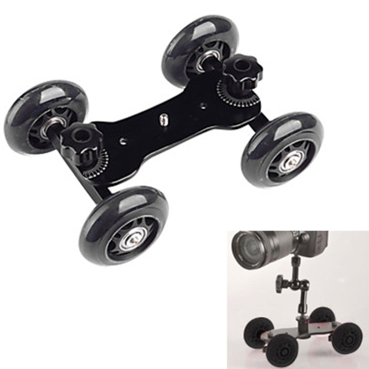 DEBO Carrello per fotocamera di prima generazione / Carrello da pavimento Video Slider Track Dolly Car per fotocamera DSLR / videocamere, Black