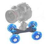 DEBO Carrello per fotocamera di prima generazione / Carrello da pavimento Video Slider Track Dolly Car per fotocamera DSLR / videocamere, Blue
