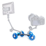 DEBO Carrello per fotocamera di prima generazione / Carrello da pavimento Video Slider Track Dolly Car per fotocamera DSLR / videocamere, Blue