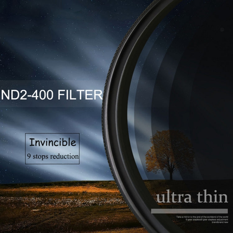 Filtro variabile regolabile con fader ND da 82 mm, densità neutra, filtro da ND 2 a ND 400, 82mm