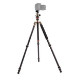 Triopo GT-2504X8.C Treppiede portatile regolabile in fibra di carbonio con testa a sfera in alluminio B-1 per fotocamera DSLR Canon Nikon Sony, GT-2504X8.C (Black), GT-2504X8.C (Gold)