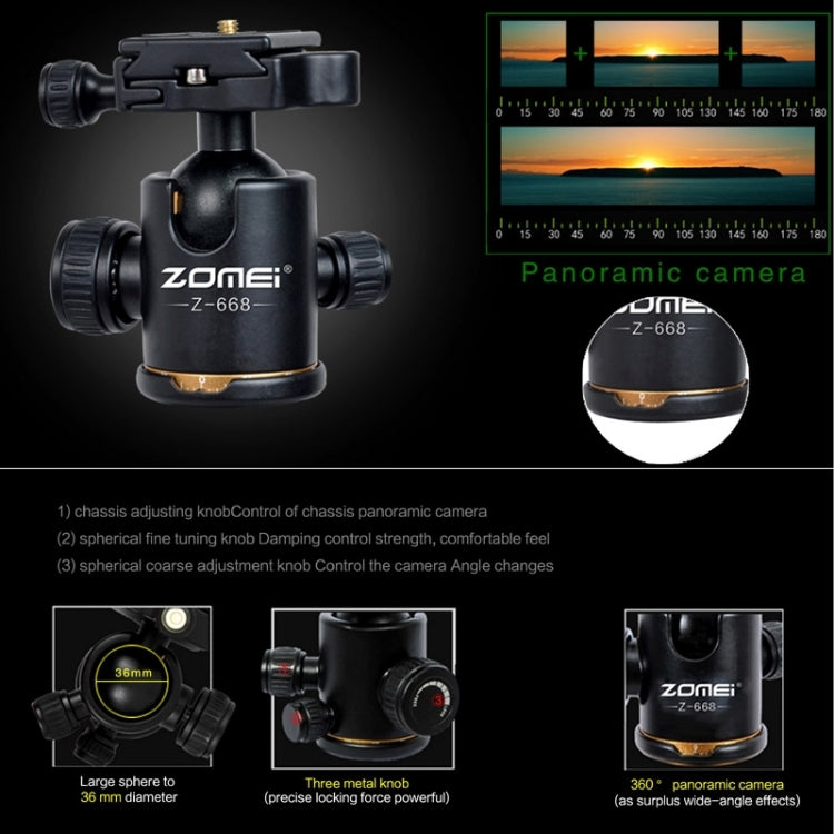 ZOMEI Z688 Monopiede treppiede portatile da viaggio professionale in lega di magnesio con testa a sfera per fotocamera digitale, Z688
