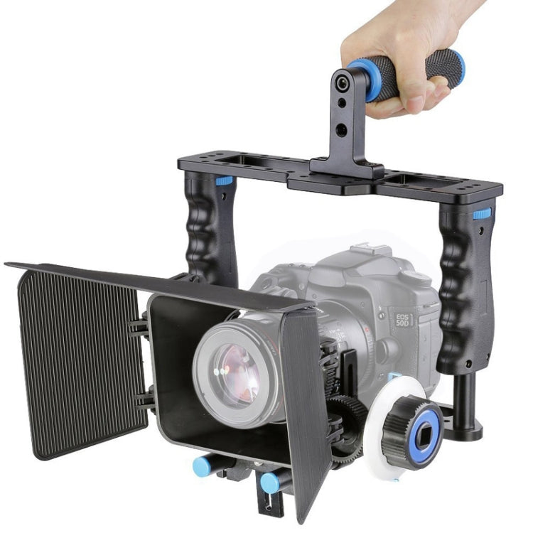 YELANGU YLG1103A-B Stabilizzatore per gabbia per videocamera con maniglia grande + kit Matte Box per fotocamera DSLR/videocamera