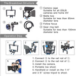 YELANGU YLG1103A-B Stabilizzatore per gabbia per videocamera con maniglia grande + kit Matte Box per fotocamera DSLR/videocamera