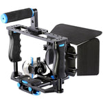 YELANGU YLG1103A-B Stabilizzatore per gabbia per videocamera con maniglia grande + kit Matte Box per fotocamera DSLR/videocamera