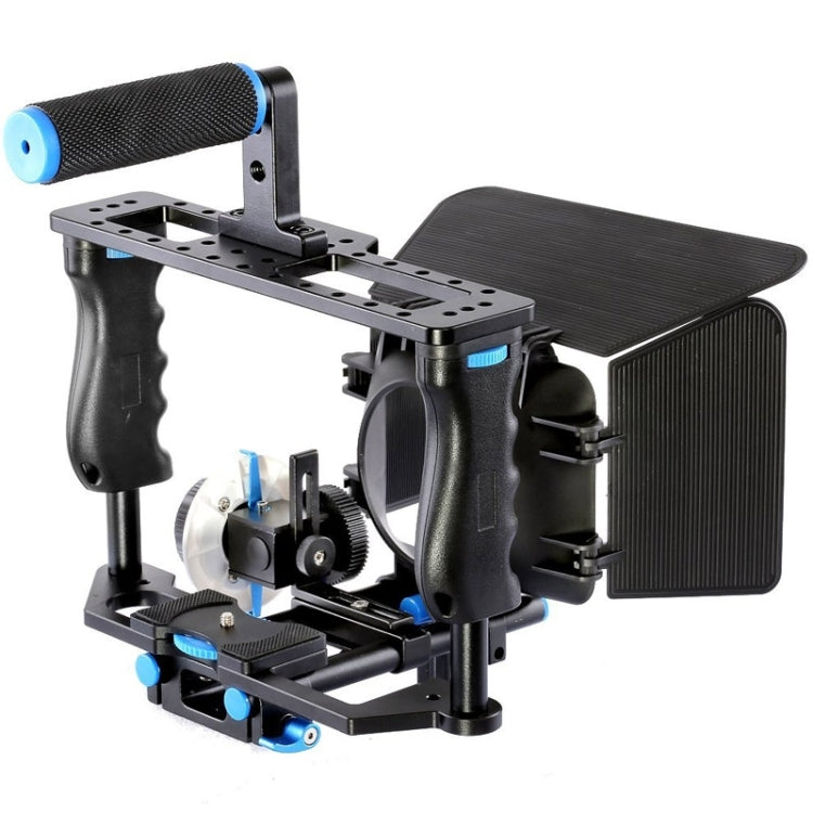 YELANGU YLG1103A-B Stabilizzatore per gabbia per videocamera con maniglia grande + kit Matte Box per fotocamera DSLR/videocamera