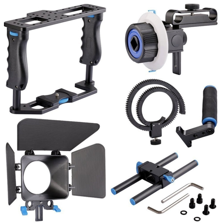 YELANGU YLG1103A-B Stabilizzatore per gabbia per videocamera con maniglia grande + kit Matte Box per fotocamera DSLR/videocamera
