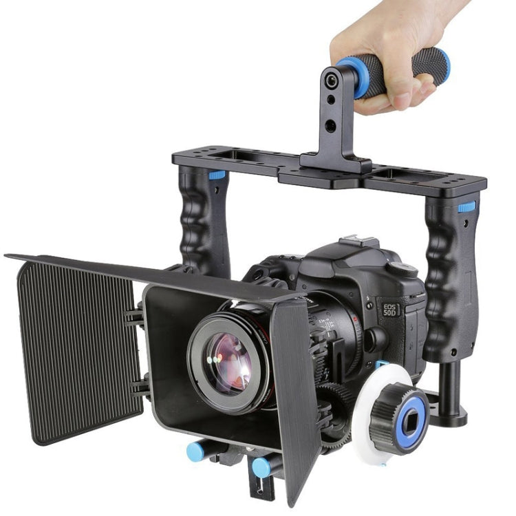 YELANGU YLG1103A-B Stabilizzatore per gabbia per videocamera con maniglia grande + kit Matte Box per fotocamera DSLR/videocamera