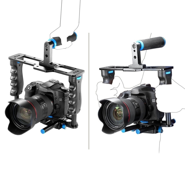 YELANGU YLG1103A-A Supporto a spalla per fotocamera con doppia maniglia + Kit stabilizzatore gabbia per fotocamera con scatola opaca per fotocamera DSLR/videocamera