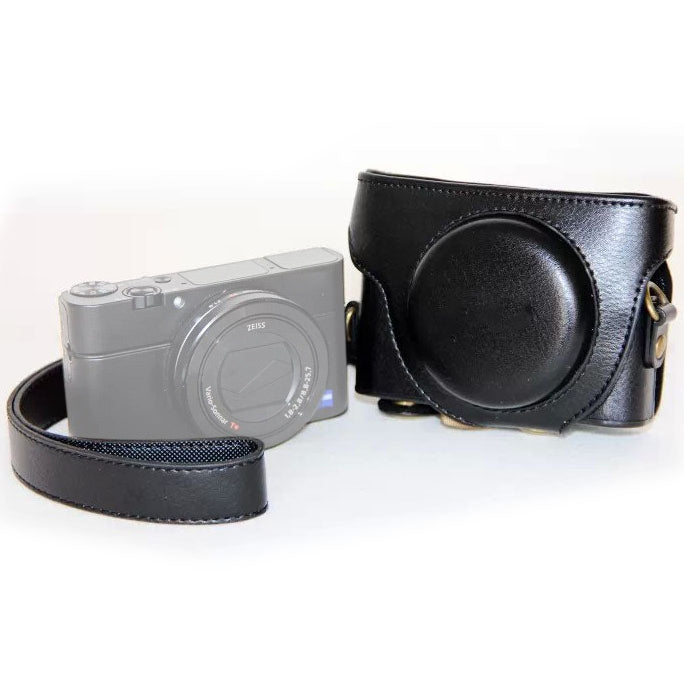Borsa per fotocamera in pelle PU stile retrò con cinturino per Sony RX100 M3 / M4 / M5