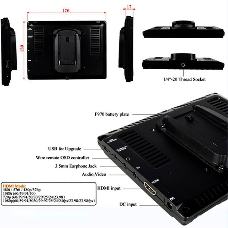 FEELWORLD FW-759 Monitor da campo per fotocamera da 7 pollici dal design sottile 1280 x 800 HDMI 1080P