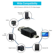 Adattatore da USB femmina a mini USB maschio da 10 pezzi, 10 Pcs USB Female