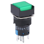 Interruttore a pulsante quadrato fai-da-te per auto con blocco e indicatore LED, DC 24V, With Lock DC 24V Red, With Lock DC 24V Green