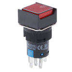 Interruttore a pulsante quadrato fai-da-te per auto con blocco e indicatore LED, DC 24V, With Lock DC 24V Red, With Lock DC 24V Green