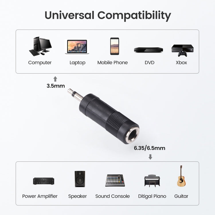 Adattatori convertitori audio mono da 3,5 mm maschio a 6,35 mm femmina (100 pezzi in una confezione, il prezzo è per 100 pezzi)