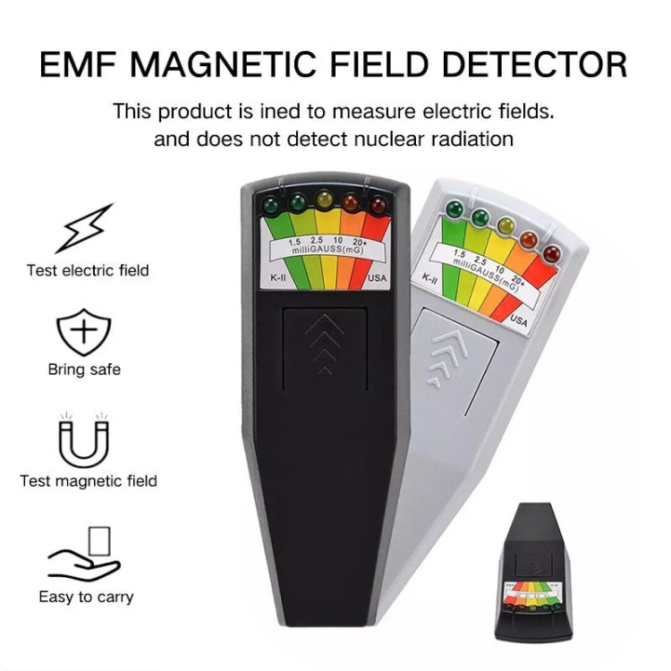 Tester per misuratori EMF con rilevatore di radiazioni elettromagnetiche a 5 LED, Style 2  White, Style 2 Black