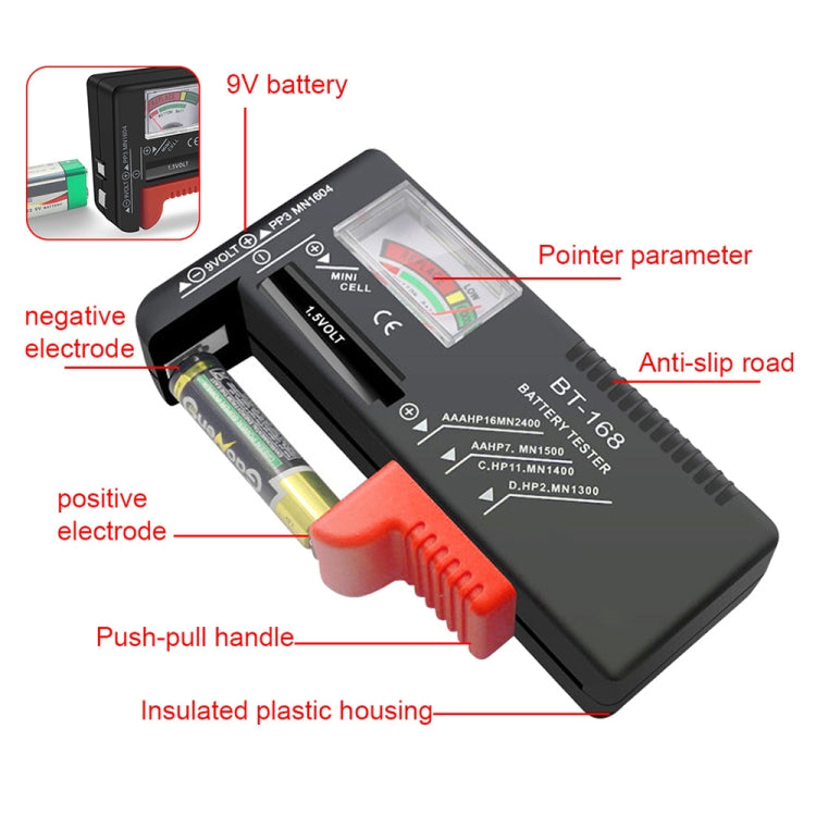 Tester universale per batterie da 1,5 V AAA, AA e 9 V 6F22