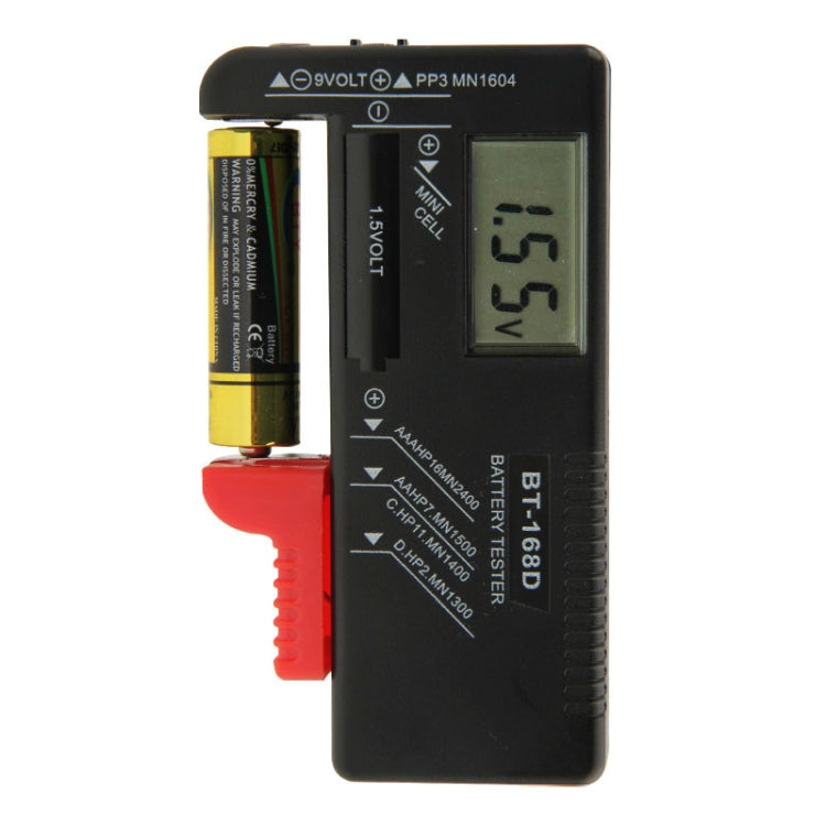 BT-168D Tester universale per batterie con display LCD digitale per batterie 1,5 V AAA, AA e 9 V 6F22